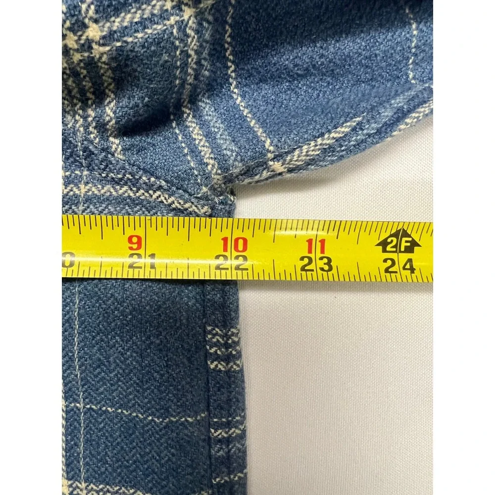 NWT Madewell Mens Blue Plaid Easy Fit Long Sleeve Flannel Shirt M Indigo Granola - Picture 6 of 12